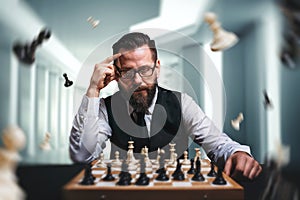 Chess player calculate movies and game strategy