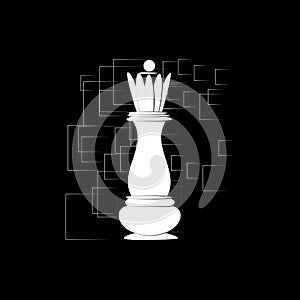 Chess Queen Icon on an abstract background. Vector
