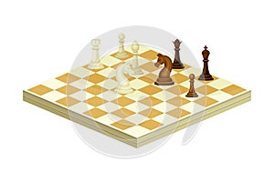Chess recreational and competitive board game flat vector illustration on white background
