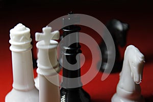 Chess on red background