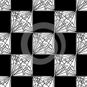 Chess seamless pattern. Monochrome hand drawn vector