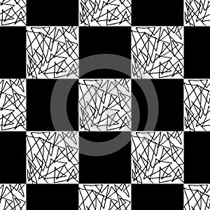 Chess seamless pattern. Monochrome  hand drawn vector