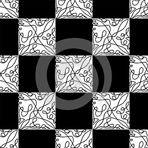 Chess seamless pattern. Monochrome vector