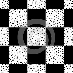 Chess seamless pattern. Monochrome vector hand drawn