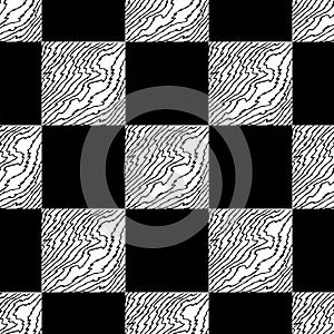 Chess seamless pattern. Monochrome vector hand drawn