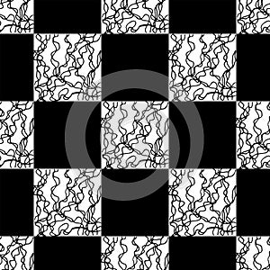 Chess seamless pattern. Monochrome vector hand drawn