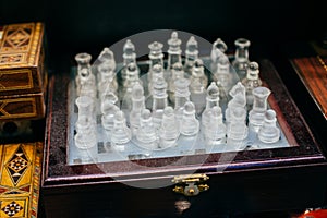 Chess set pieces .chessboard Strategy Intelligence challenge game strategy concept