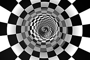 Chess spiral concept image. The space and time. 3D illustratio