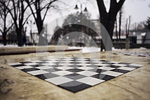 Chess stone table in a park