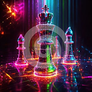 Chess strategy game, virtual digital online representation, virtual data representation