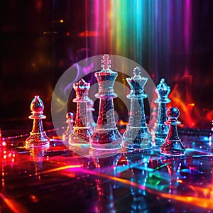 Chess strategy game, virtual digital online representation, virtual data representation