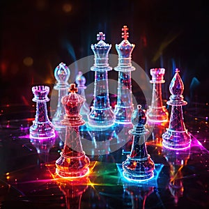 Chess strategy game, virtual digital online representation, virtual data representation