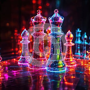 Chess strategy game, virtual digital online representation, virtual data representation