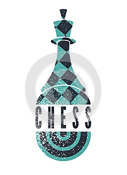 Chess tournament typographical vintage grunge style poster design. Retro vector illustration.