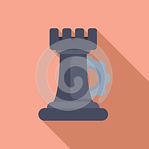 Chess tower gear work icon flat vector. Coping skills