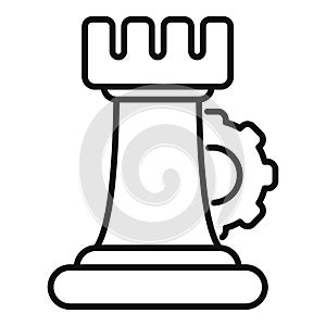 Chess tower gear work icon outline vector. Coping skills
