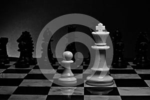Chess. White King and Pawn on the board.