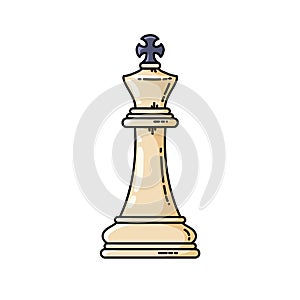 Chess white king vector flat isolated icon