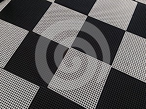 Chessboard with Black and White squares background.