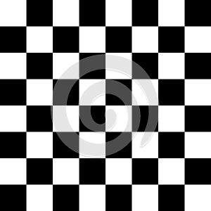Chessboard or checker board seamless pattern in black and white. Checkered board for chess or checkers game. Strategy photo