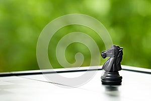 chessboard with a chess piece on the back Negotiating in business. as background business concept and strategy concept with copy