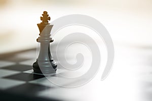 chessboard with a chess piece on the back Negotiating in business. as background business concept and strategy concept with copy