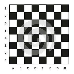 Chessboard with coordinates illustration, ready for the game