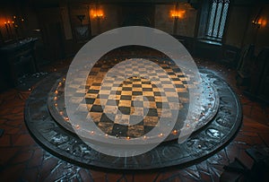 Chessboard in the middle of room
