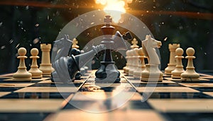 Chessboard strategy in 3D, fierce game for the ultimate win