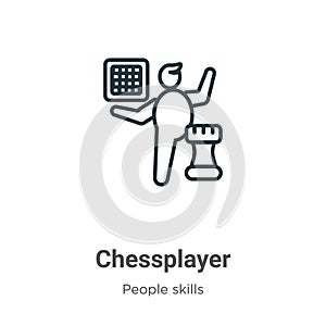 Chessplayer outline vector icon. Thin line black chessplayer icon, flat vector simple element illustration from editable people