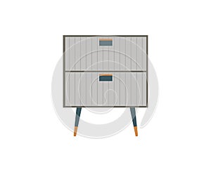 Chest of drawers, bedside table set vector. Wooden textures. Cartoon house equipment for interior. Illustration of