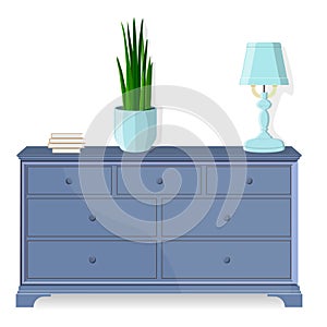 Chest of drawers, bedside table. Vector. Furniture