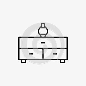 Chest of drawers icon. Room furniture, interior design symbol