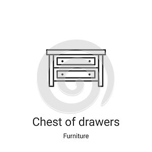 chest of drawers icon vector from furniture collection. Thin line chest of drawers outline icon vector illustration. Linear symbol