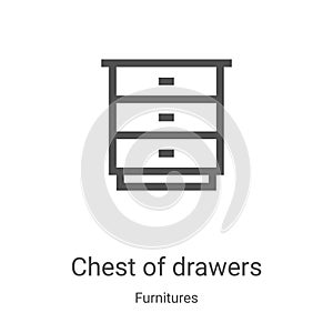 chest of drawers icon vector from furnitures collection. Thin line chest of drawers outline icon vector illustration. Linear