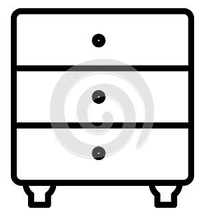 Chest of Drawers Line Isolated Vector Icon That can be easily modified or edit