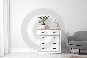 Chest of drawers in stylish living room