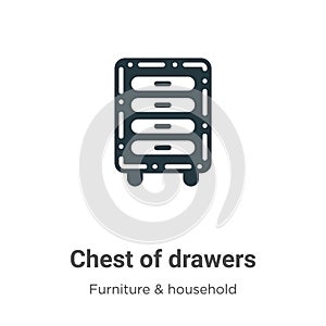 Chest of drawers vector icon on white background. Flat vector chest of drawers icon symbol sign from modern furniture and