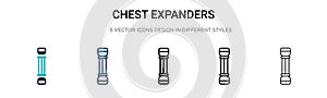 Chest expanders icon in filled, thin line, outline and stroke style. Vector illustration of two colored and black chest expanders