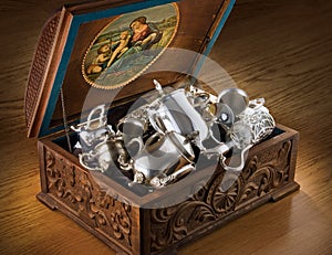 Chest with silver tableware