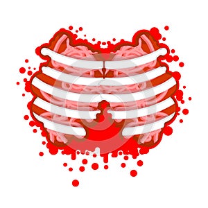 Chest wound. ribs and blood. vector illustration