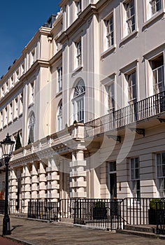 Chester Terrace, part of the Grade 1 listed Nash Terraces on Outer Circle, overlooking Regent`s Park in central London.