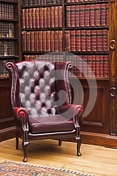 Chesterfield chair in the library