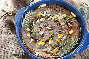 Chestnut flour cake with orange and rosemary