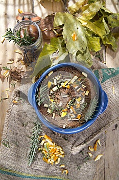 Chestnut flour cake with orange and rosemary