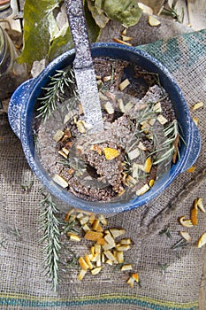 Chestnut flour cake with orange and rosemary