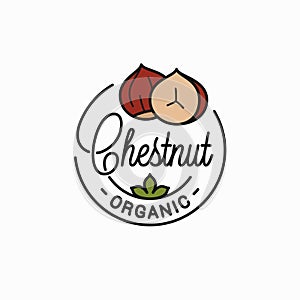 Chestnut nut logo. Round linear of chestnut