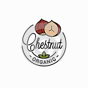 Chestnut nut logo. Round linear of chestnut photo