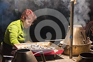 Chestnuts street seller. Lisbon. Portugal