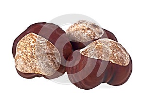 Chestnuts on a white background